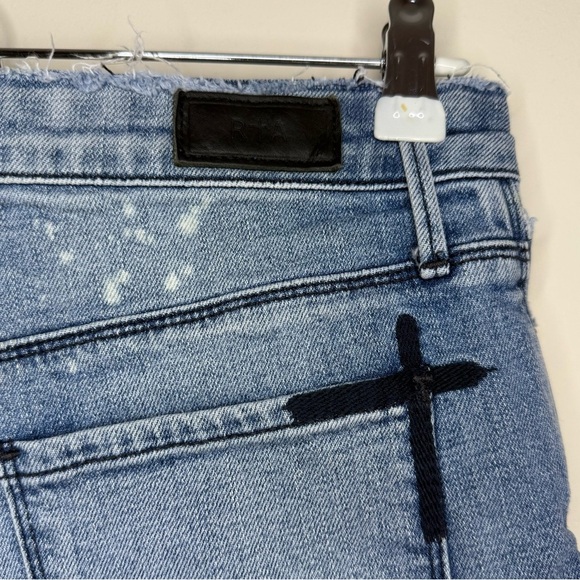 RTA Ace Cutoff Bleached Distressed Embroidered Light Wash Denim Shorts - Picture 9 of 9